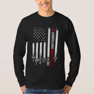 T-shirt Drapeau américain avec barman pour femmes père pou