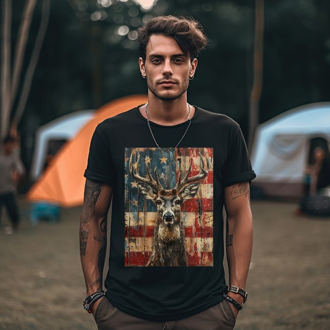 T-shirt Drapeau américain avec cerf (Créateur téléchargé)
