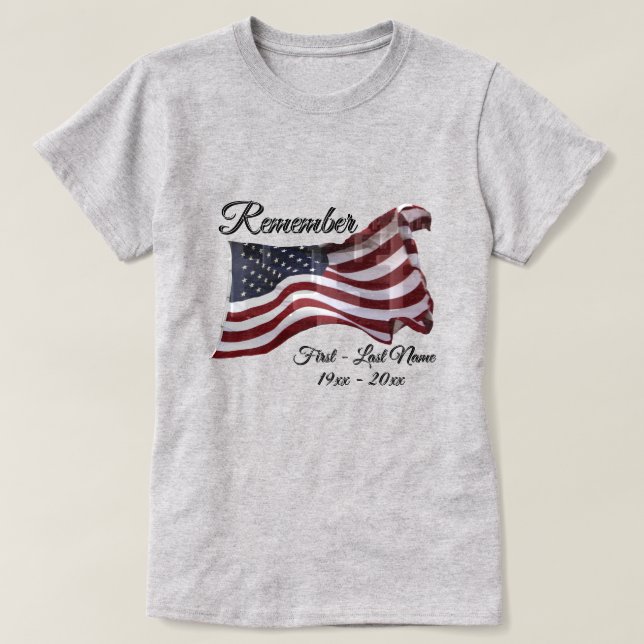 T-shirt Drapeau américain avec croix - Souvenir (Design devant)