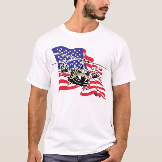 T-shirt Drapeau américain avec des hélicoptères (Devant)
