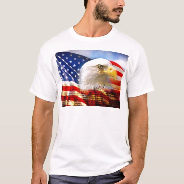 T-shirt Drapeau américain avec Eagle chauve (Devant)