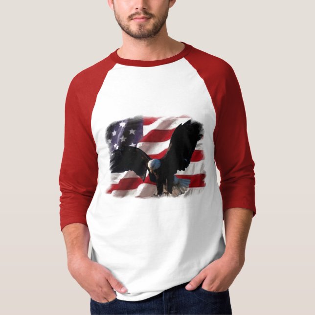 T-shirt Drapeau américain avec Eagle chauve américain (Devant)