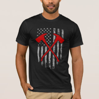 T-shirt Drapeau américain avec haches Fire Fighter