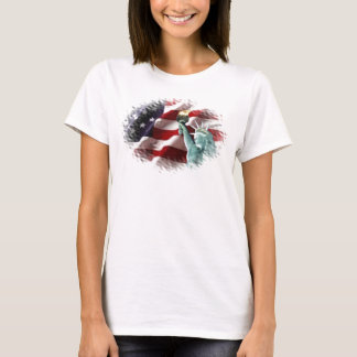 T-shirt Drapeau américain avec l'Américain Eagle et Madame