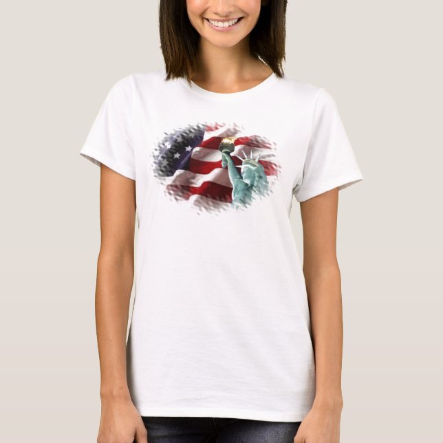 T-shirt Drapeau américain avec l'Américain Eagle et Madame (Devant)