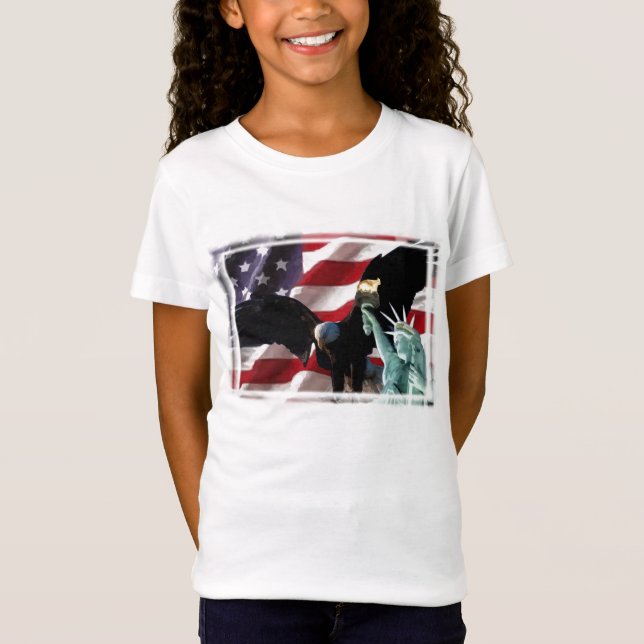 T-Shirt Drapeau américain avec l'Américain Eagle et Madame (Devant)