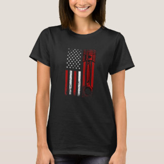 T-shirt Drapeau Américain Avec Piston Moteur De Voiture Gr
