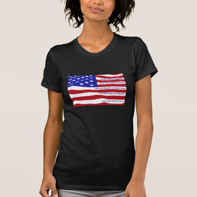 T-shirt Drapeau américain avec Promdge sur rayures (Devant)