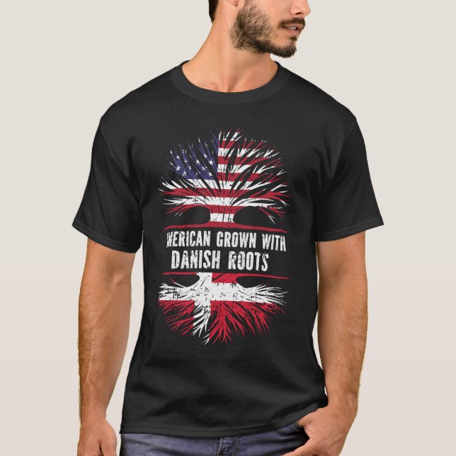 T-shirt Drapeau américain avec racines danoises USA (Devant)