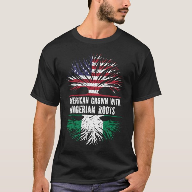 T-shirt Drapeau américain avec racines nigérianes USA (Devant)