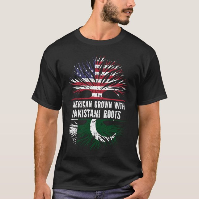 T-shirt Drapeau américain avec racines pakistanaises USA (Devant)