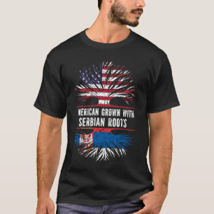 T-shirt Drapeau américain avec racines serbes USA