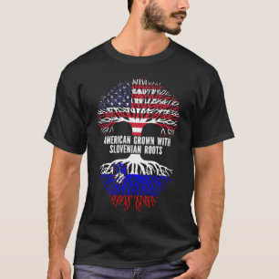 T-shirt Drapeau américain avec racines slovènes USA