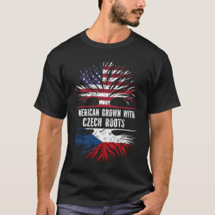 T-shirt Drapeau américain avec Racines Tchèques USA