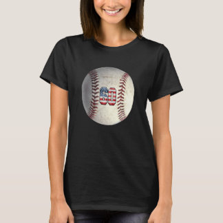 T-shirt Drapeau Américain Avec Retro 60 Baseball Numéro 60