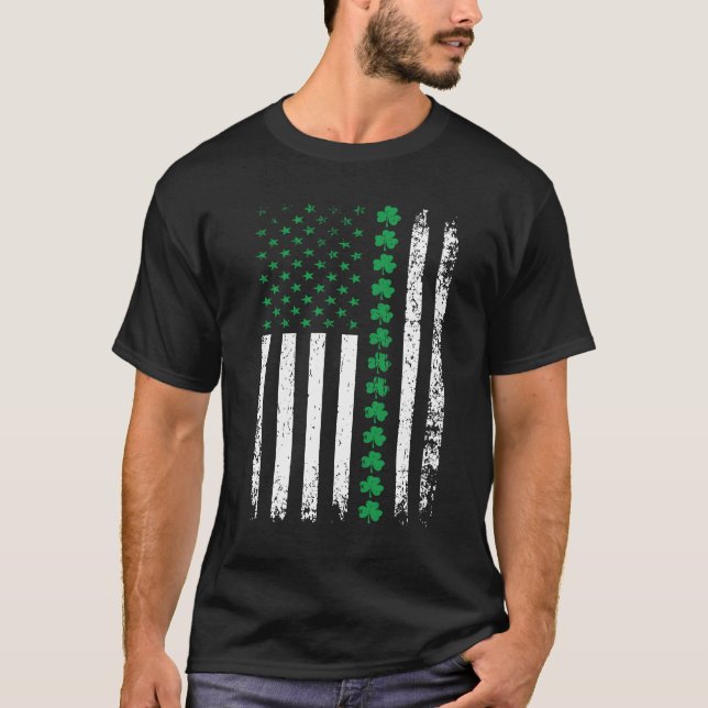 T-shirt Drapeau américain avec Shamrock St. Patrick's Day  (Devant)
