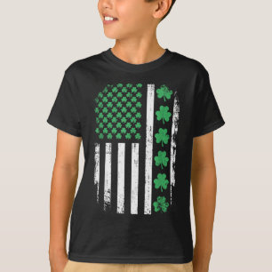 T-shirt Drapeau Américain Avec Shamrocks Pour St patrick D