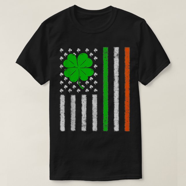 T-shirt Drapeau américain avec Shamrocks pour St patrick d (Design devant)