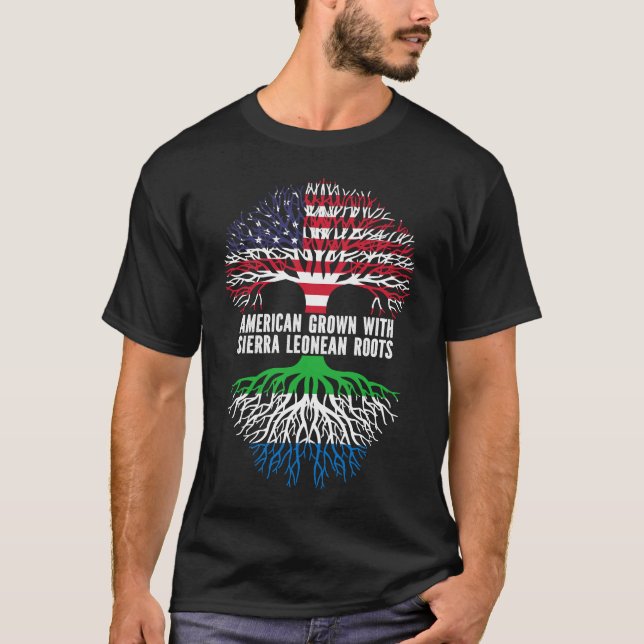 T-shirt Drapeau américain avec Sierra Leone Roots USA (Devant)