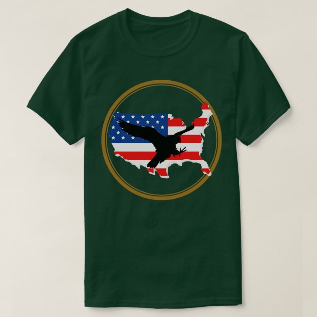 T-shirt Drapeau américain avec silhouette d'aigle (Design devant)