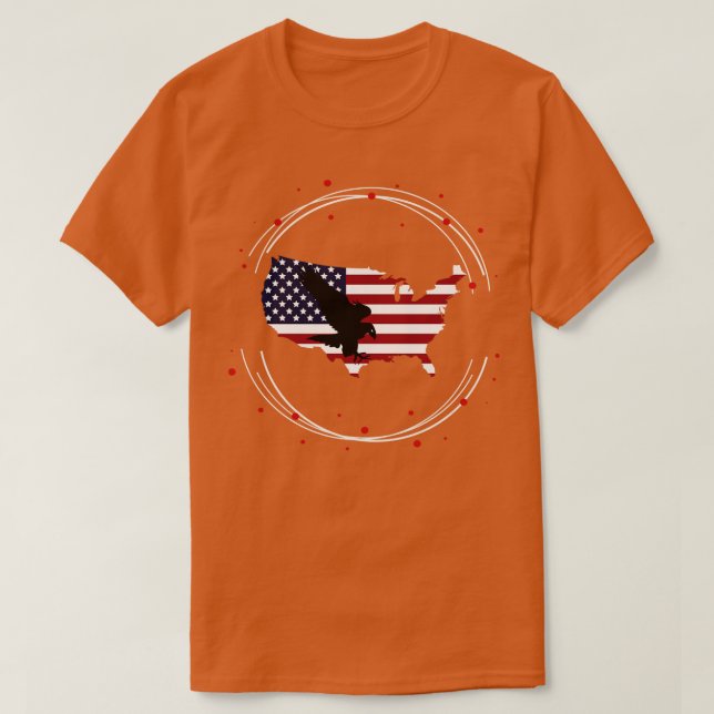 T-shirt Drapeau américain avec silhouette d'aigle 3 (Design devant)
