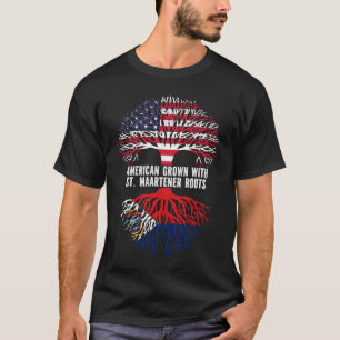 T-shirt Drapeau américain avec St. Maartener Roots USA