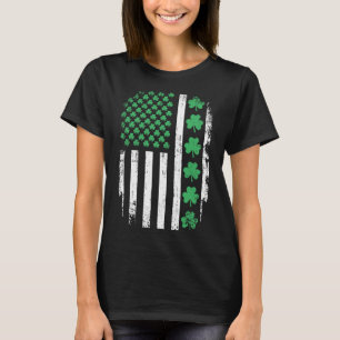 T-shirt Drapeau américain avec trèfles pour la Saint-Patri