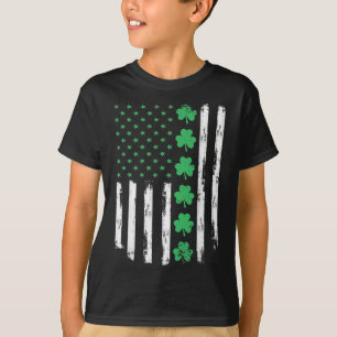 T-shirt Drapeau américain avec trèfles pour la Saint-Patri