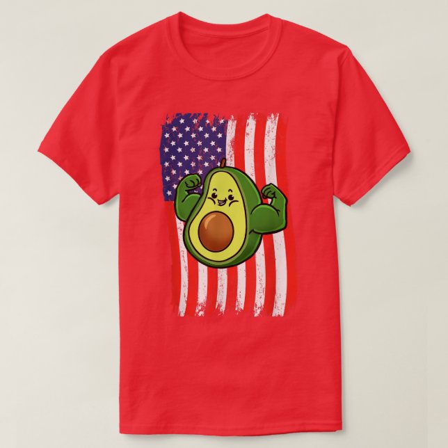 T-shirt Drapeau américain Avocado haltérophilie (Design devant)