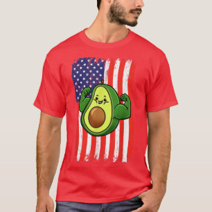 T-shirt Drapeau américain Avocado haltérophilie