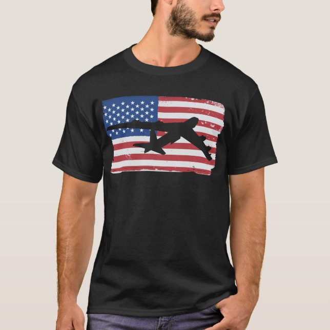 T-shirt Drapeau américain B-52 Stratofortress Bomber Avion (Devant)