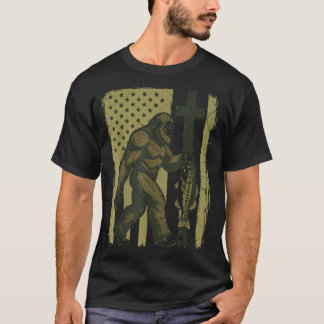 T-shirt Drapeau américain B Fish Camo Bigfoot pêche