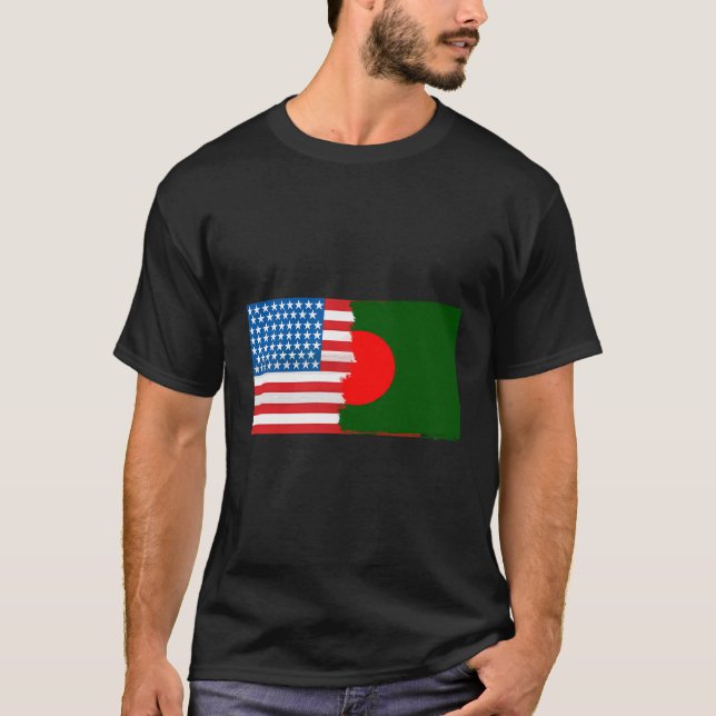 T-shirt Drapeau américain bangladais demi-Bangladesh Améri (Devant)