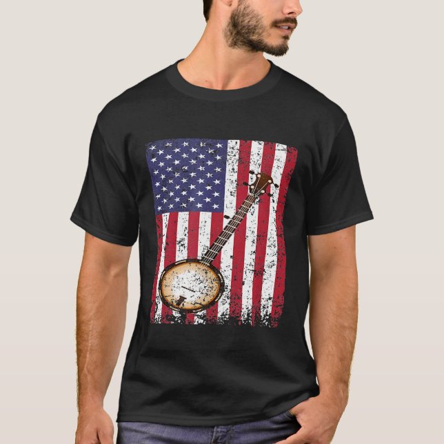 T-shirt Drapeau américain Banjo (Devant)