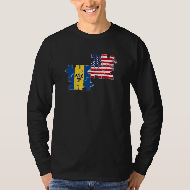 T-shirt Drapeau américain barbadien (Devant)