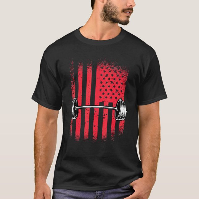 T-shirt Drapeau américain Barbell (Devant)