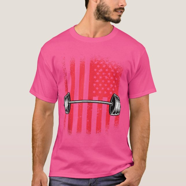 T-shirt Drapeau américain Barbell (Devant)
