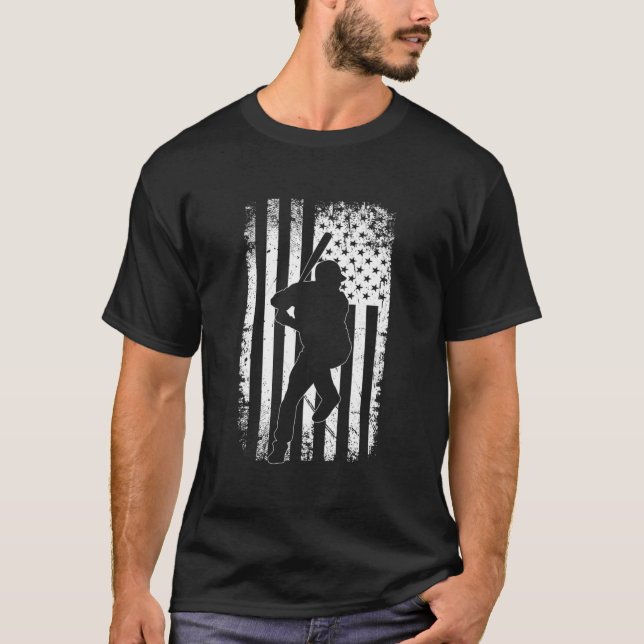 T-shirt Drapeau américain Baseball Baseball (Devant)