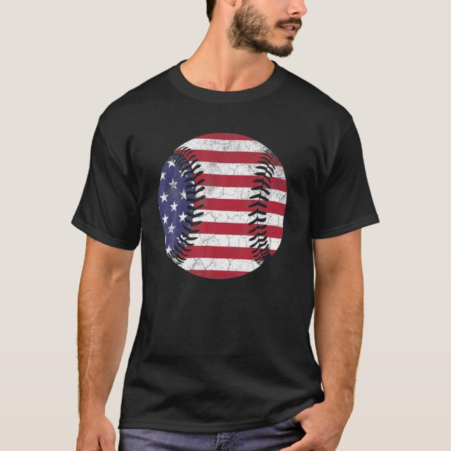 T-shirt Drapeau Américain Baseball Juillet 4E Drapeau Amér (Devant)
