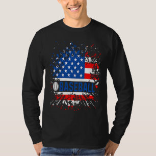 T-shirt Drapeau Américain Baseball Vintage Baseball Patri