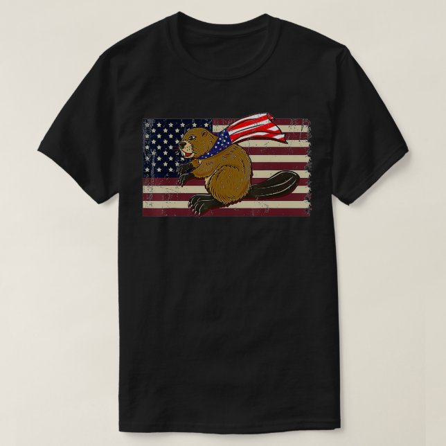 T-shirt Drapeau américain Beaver (Design devant)