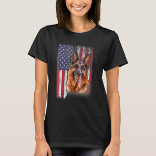 T-shirt Drapeau américain berger allemand 4 juillet quatre