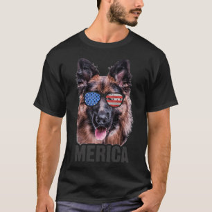 T-shirt Drapeau américain berger allemand Chien américain