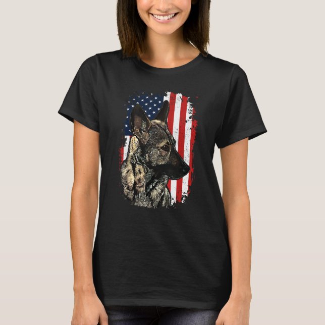 T-shirt Drapeau américain berger allemand Chien patriotiqu (Devant)