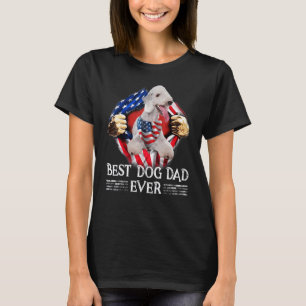 T-shirt Drapeau américain Best Dog Papa Ever Bedlington Te