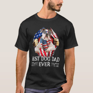 T-shirt Drapeau américain Best Dog Papa Jour Buldog