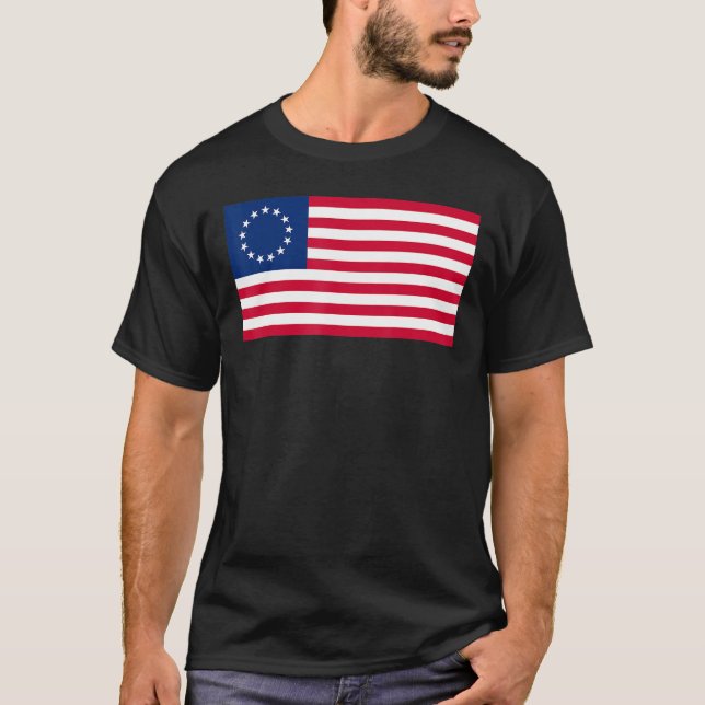 T-shirt Drapeau américain Betsy Ross 1777 Révolutionnaire  (Devant)