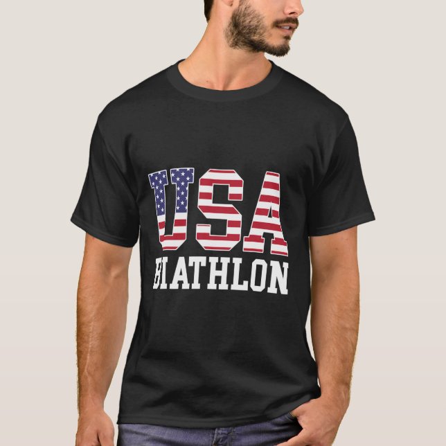 T-shirt Drapeau Américain Biathlonist - Américain Biathlon (Devant)