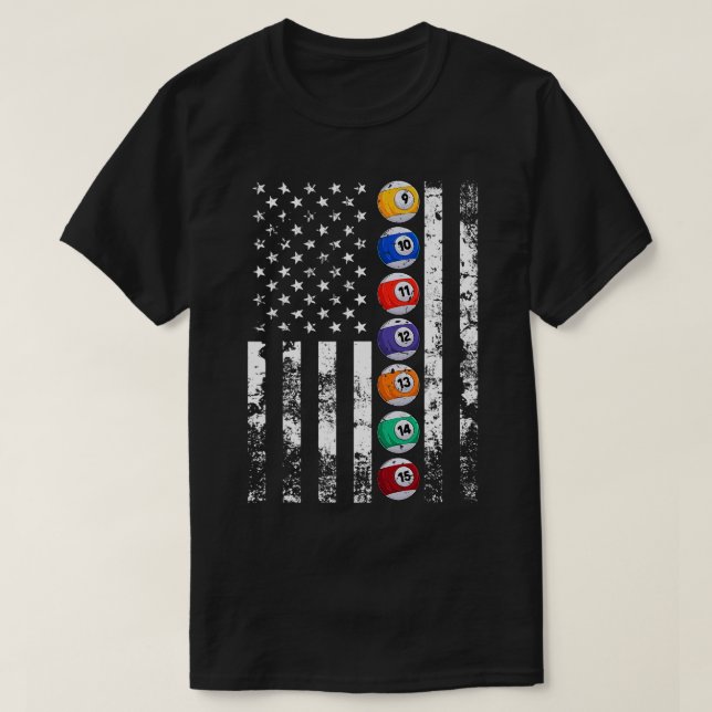 T-shirt Drapeau américain Billiards USA (Design devant)