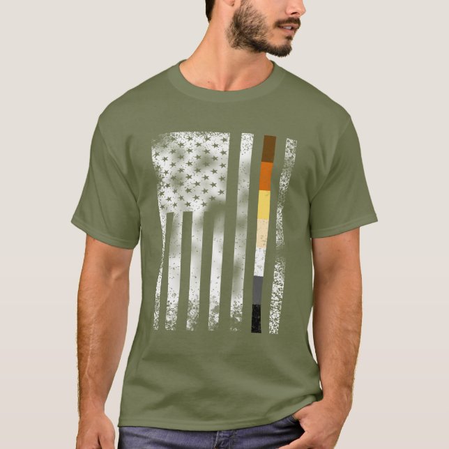 T-shirt Drapeau américain blanc fière ours en détresse Coo (Devant)